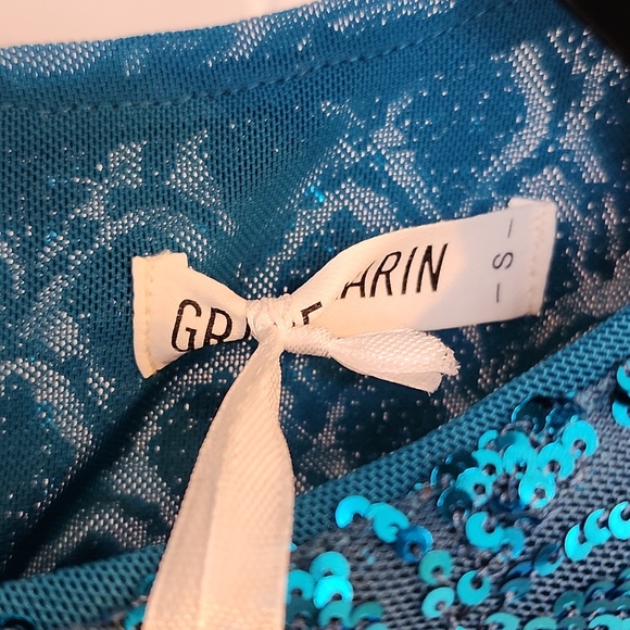 Teal Sequin Cocktail Dress, Small - Picture 7 of 10